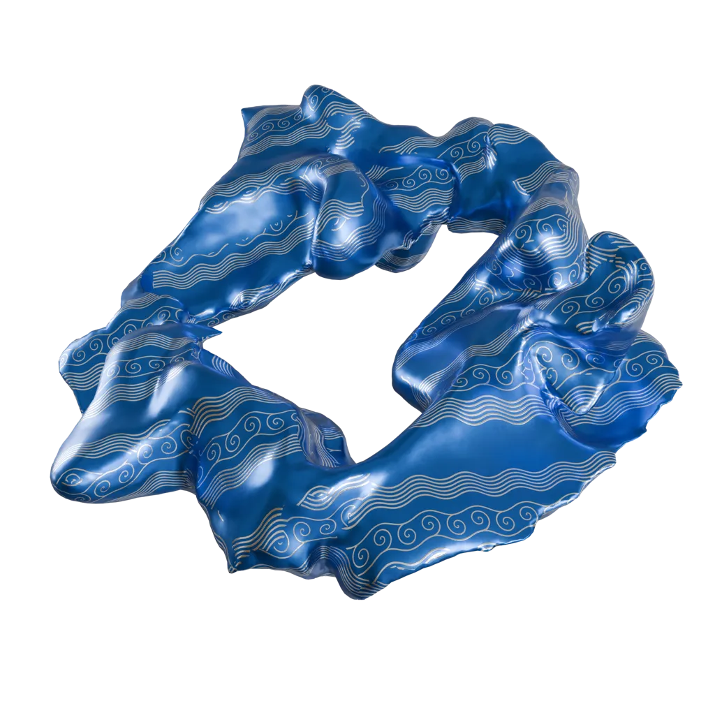 3D image of deformed deep blue torus